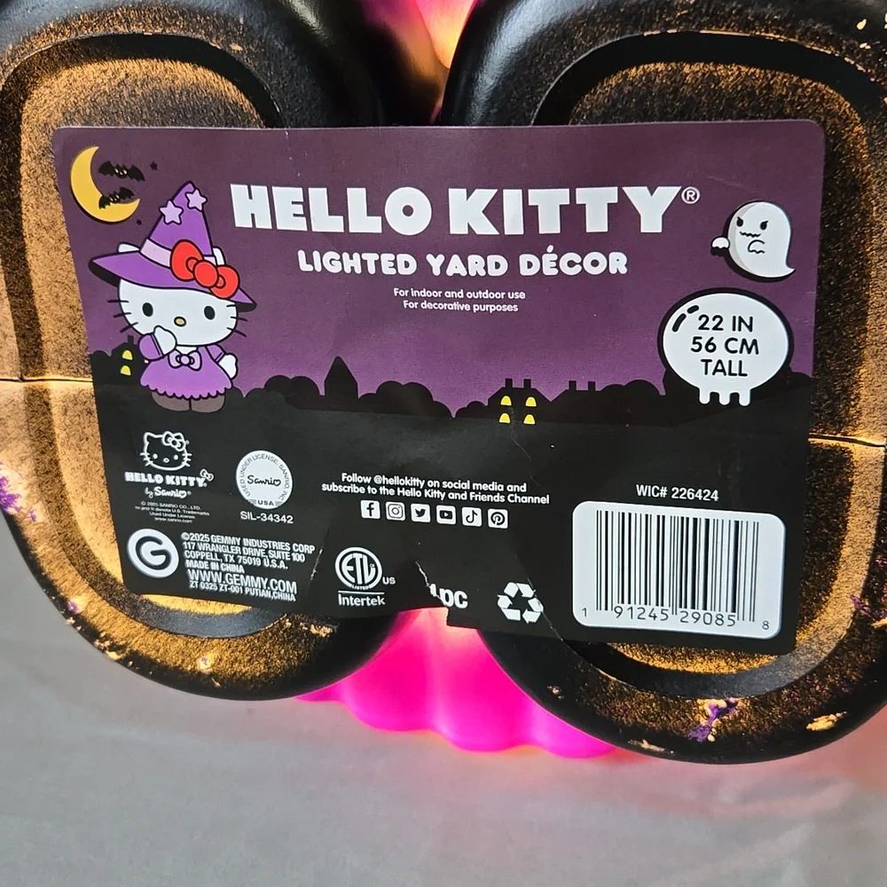 Hello Kitty Blow Mold Witch Halloween Lighted Yard Decor Sculpture 22” Plug-in